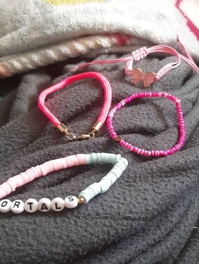Kids Pink Beaded Bracelet Set - Unbranded